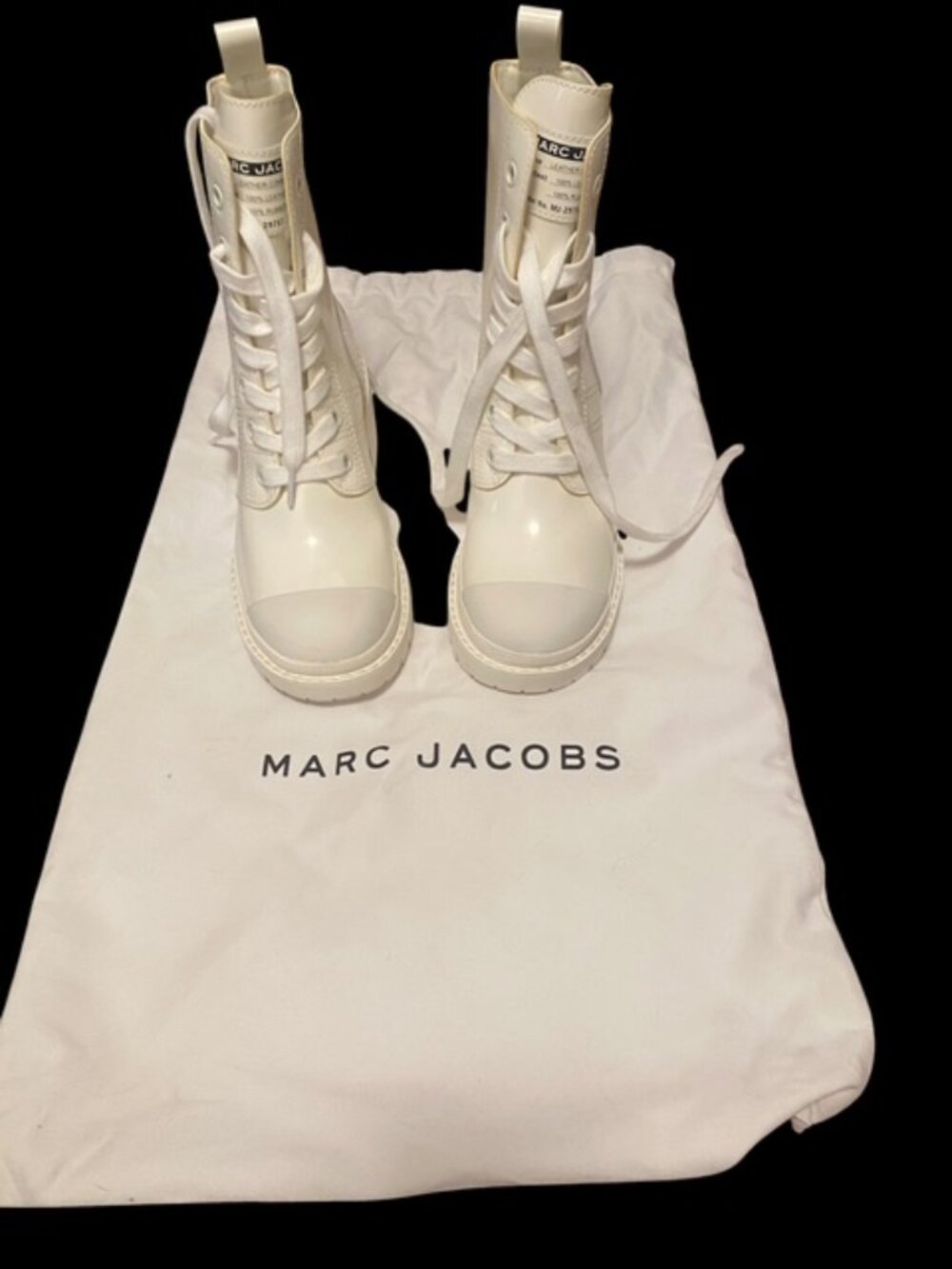 Marc Jacobs White Bristol Combat Boots Size 38.5 - Excellent Condition! - Picture 1 of 8